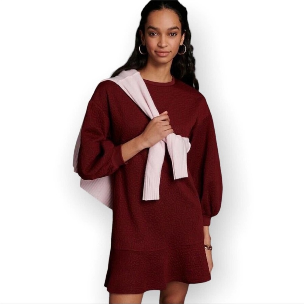 Mare Mare x Anthropologie - Odila Tunic Sweater Dress - Size XS - Wine/B…